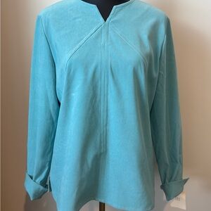 NWT Vintage Doncaster Teal Blue Women's Long Sleeve Blouse Size 10